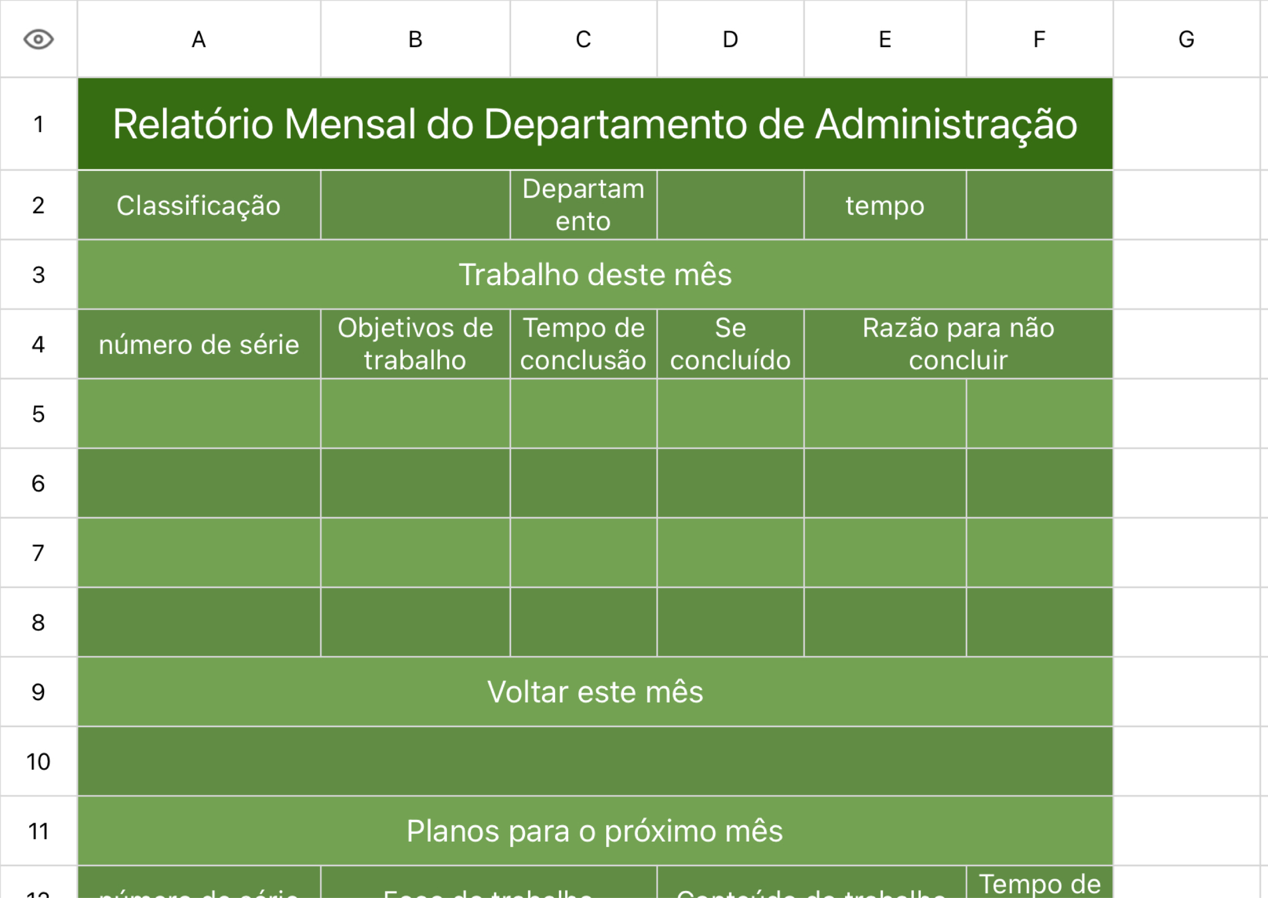 Relatório Mensal do Departamento de Administração de Pessoal